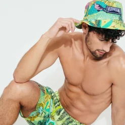 Vilebrequin Unisex Linen Printed Bucket Hat Jungle Rousseau*Men Hats
