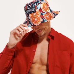 Vilebrequin Unisex Linen Printed Hat Presse Citron*Men Hats
