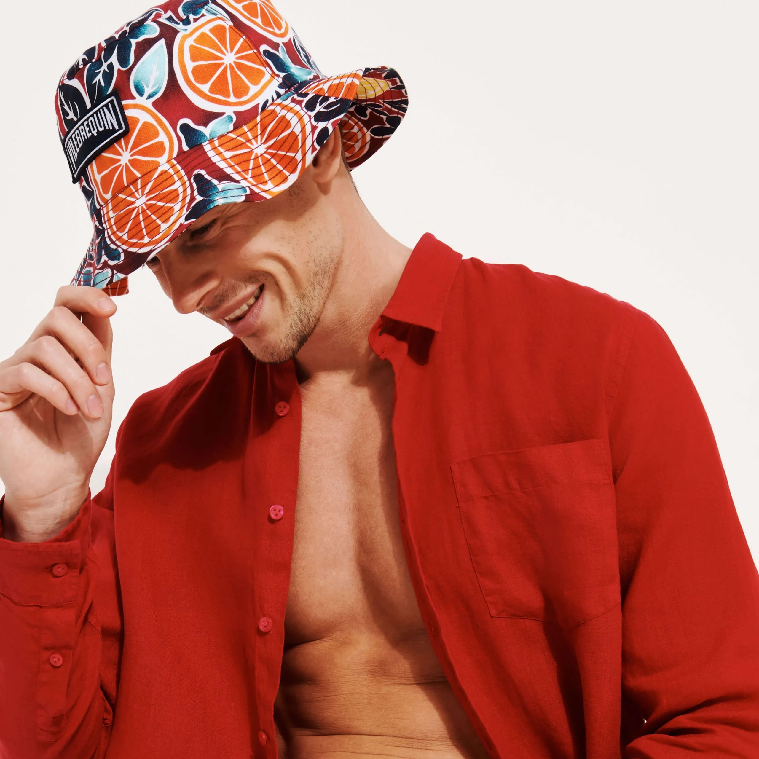 Vilebrequin Unisex Linen Printed Hat Presse Citron*Men Hats