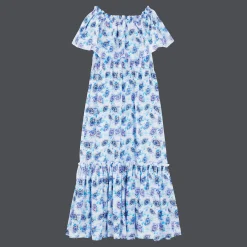 Vilebrequin Women Long Off The Shoulders Cotton Dress Flash Flowers*Women Dresses