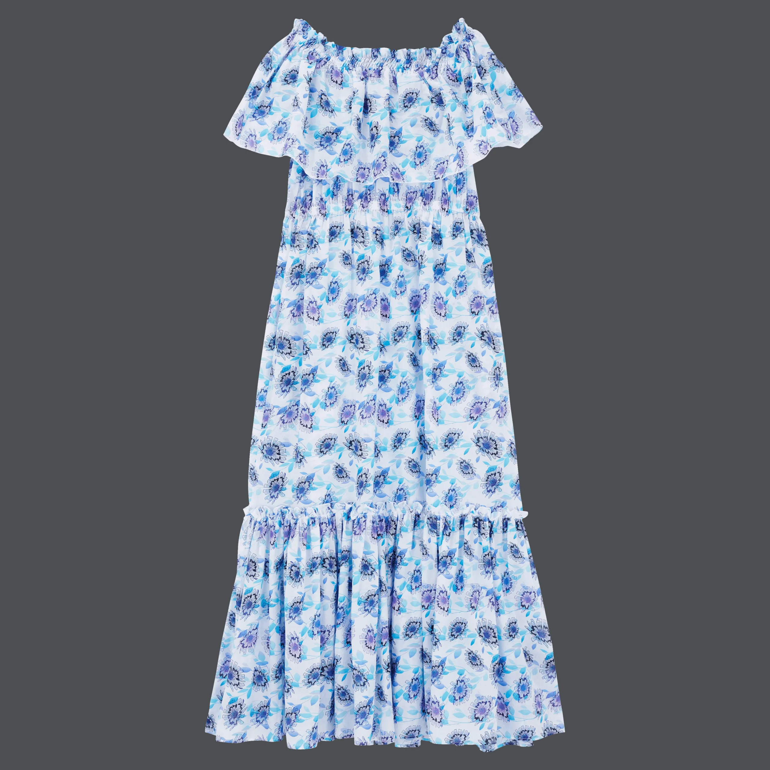 Vilebrequin Women Long Off The Shoulders Cotton Dress Flash Flowers*Women Dresses