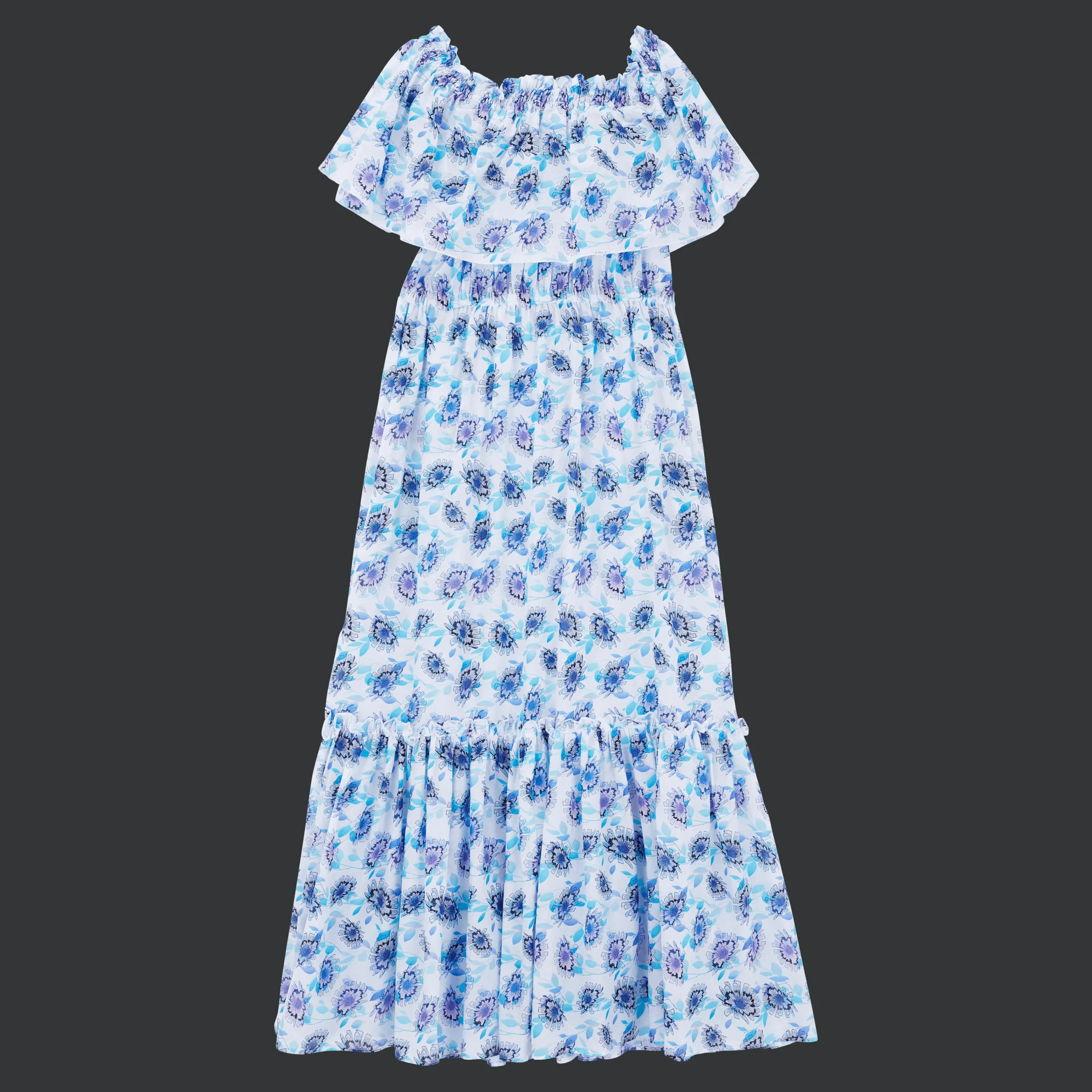 Vilebrequin Women Long Off The Shoulders Cotton Dress Flash Flowers*Women Dresses