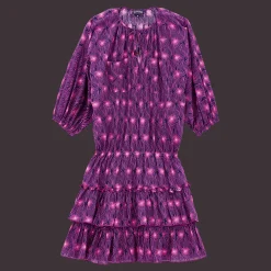 Vilebrequin Women Short Ruffles And Long Sleeves Cotton Dress Hypno Shell*Women Dresses