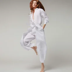 Vilebrequin Women White Linen Pants- X Angelo Tarlazzi*Women Pants